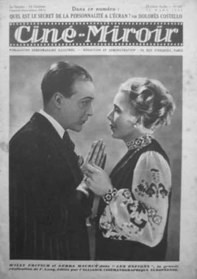 Cover des französischen Magazins "Cine Miroir", 1930