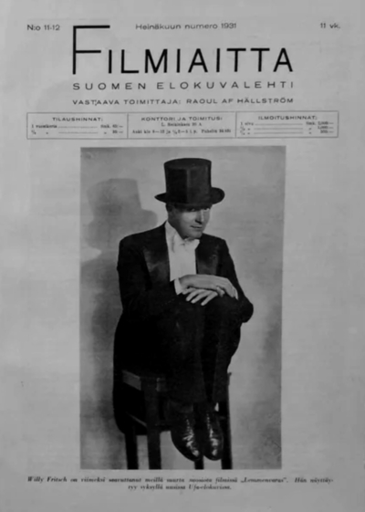 Cover des finnischen Magazins "Filmiaitta", 1931